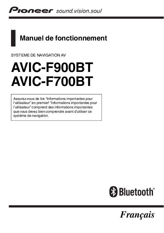 Guide utilisation PIONEER AVIC-F700BT  de la marque PIONEER