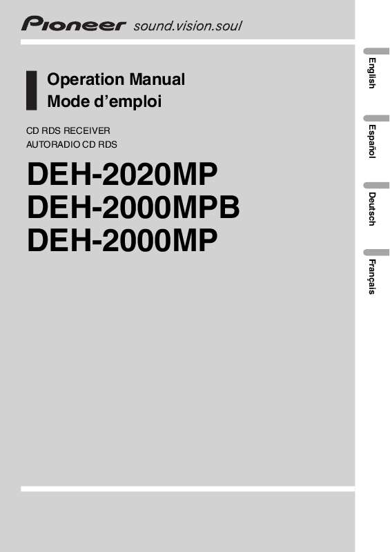 Guide utilisation PIONEER DEH-2020MP  de la marque PIONEER