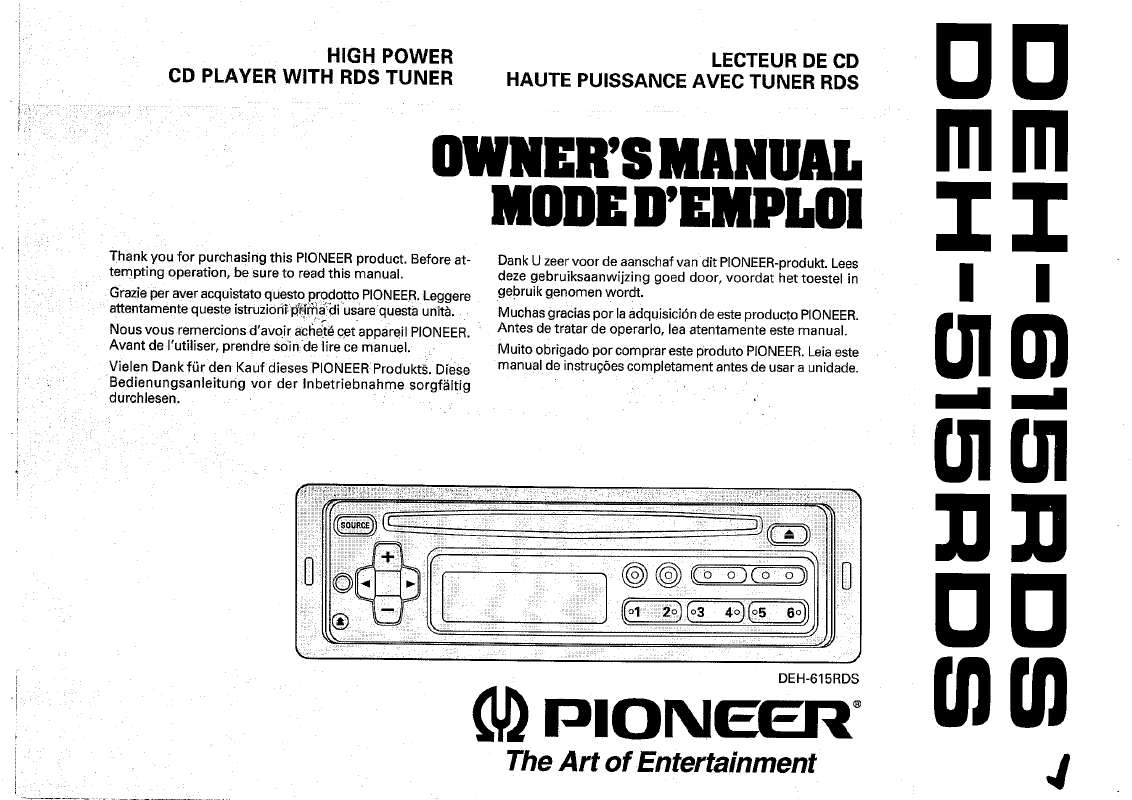 Guide utilisation PIONEER DEH-515RDS  de la marque PIONEER