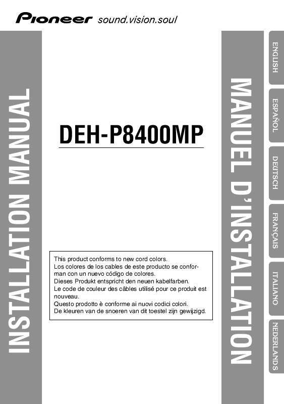 Guide utilisation PIONEER DEH-P8400MP  de la marque PIONEER