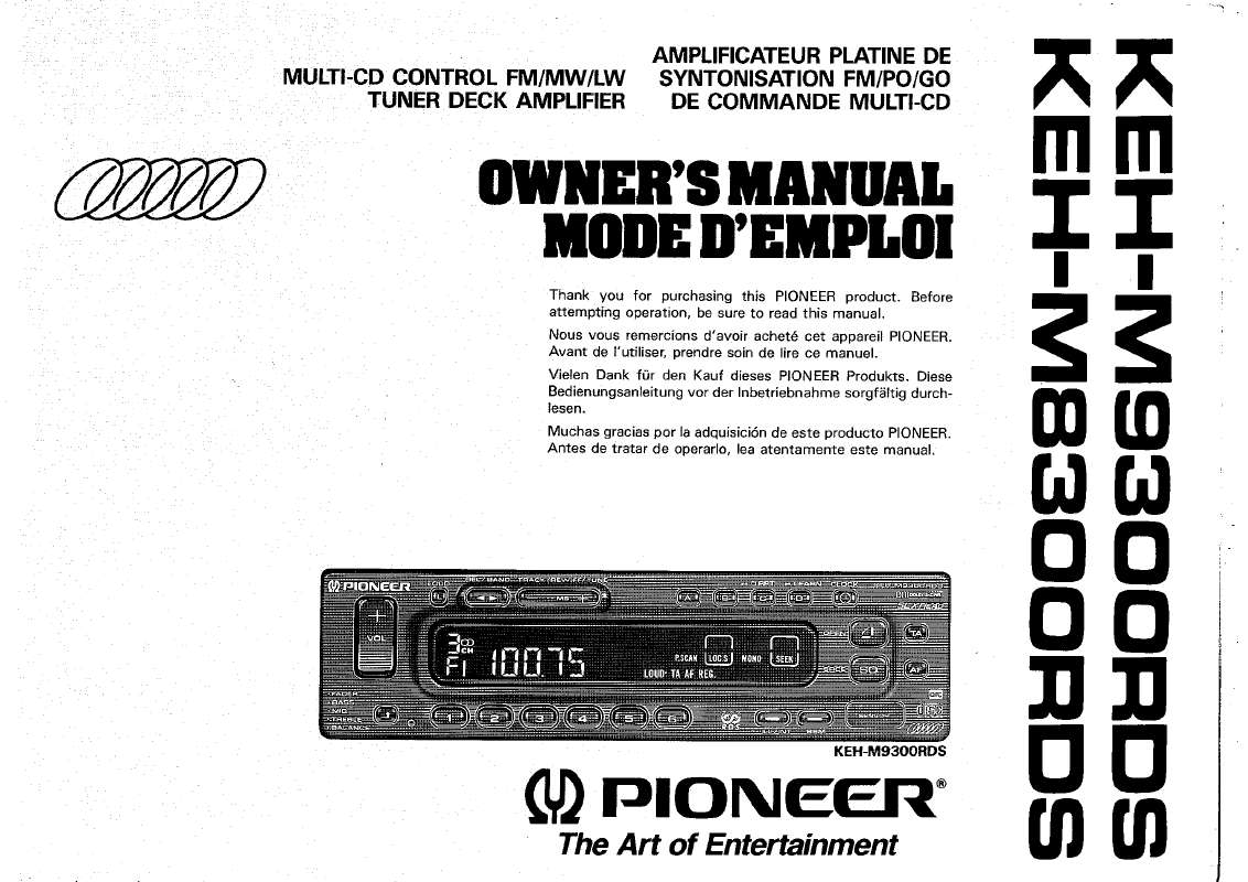 Guide utilisation PIONEER KEH-M8300RDS  de la marque PIONEER