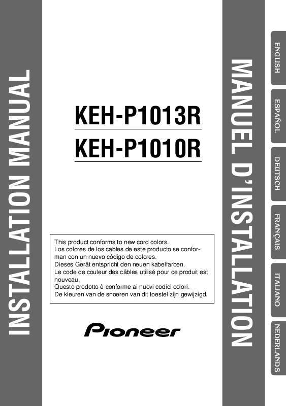 Guide utilisation PIONEER KEH-P1013R  de la marque PIONEER