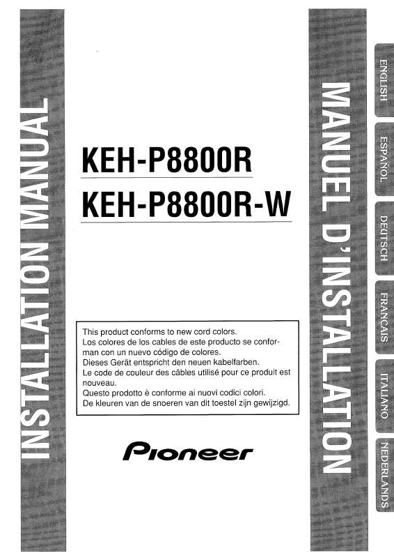 Guide utilisation PIONEER KEH-P8800R(-W)  de la marque PIONEER