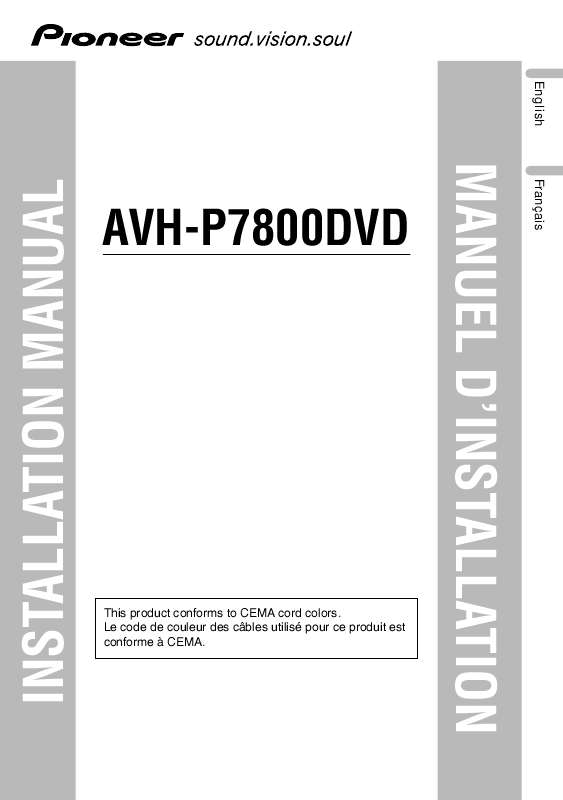 Guide utilisation PIONEER AVH-P7800DVD  de la marque PIONEER