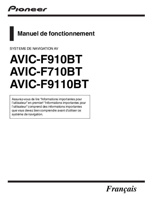 Guide utilisation PIONEER AVIC-9110BT  de la marque PIONEER