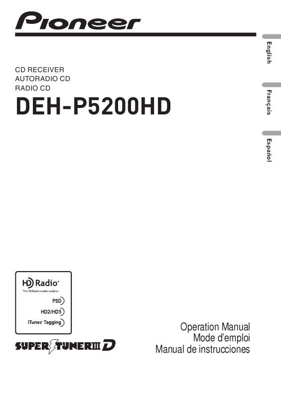 Guide utilisation PIONEER DEH-P5200HD  de la marque PIONEER