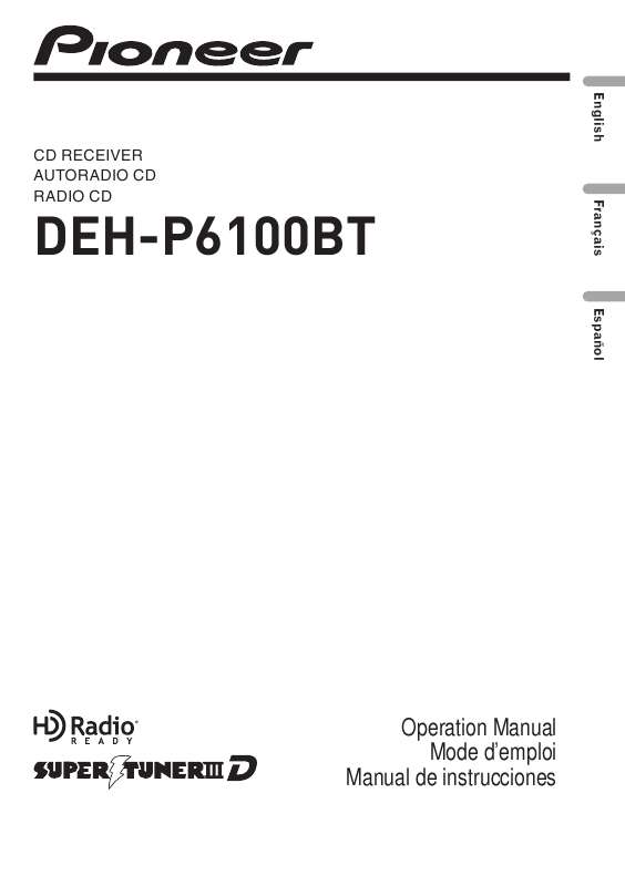 Guide utilisation PIONEER DEH-P6100BT  de la marque PIONEER