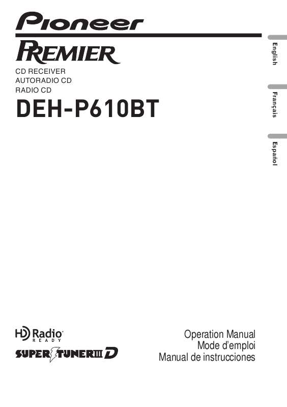 Guide utilisation PIONEER DEH-P610BT  de la marque PIONEER