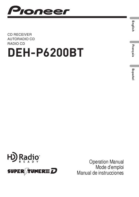 Guide utilisation PIONEER DEH-P6200BT  de la marque PIONEER