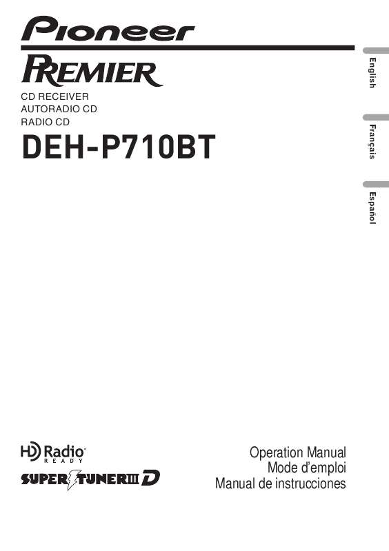Guide utilisation PIONEER DEH-P710BT  de la marque PIONEER