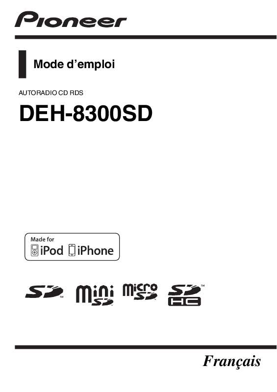Guide utilisation PIONEER DEH-8300SD  de la marque PIONEER