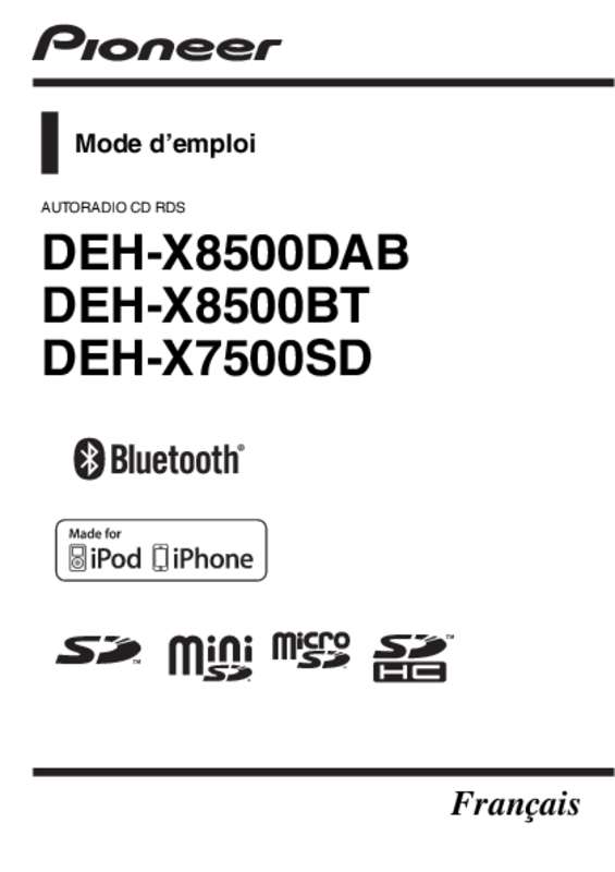 Guide utilisation PIONEER DEH-X7500SD  de la marque PIONEER