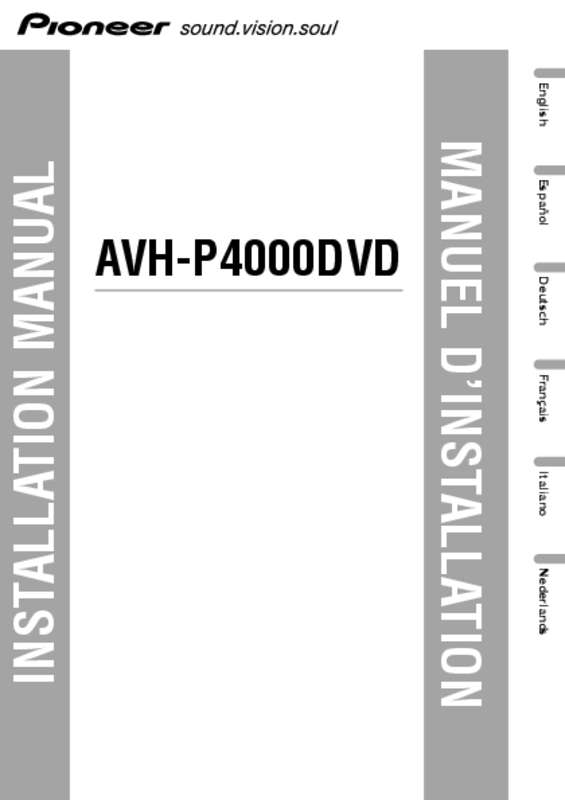 Guide utilisation PIONEER AVH-P4000DVD  de la marque PIONEER