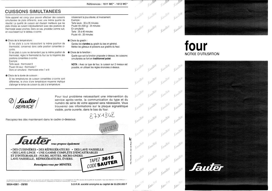 Guide utilisation SAUTER 1612MC1 de la marque SAUTER