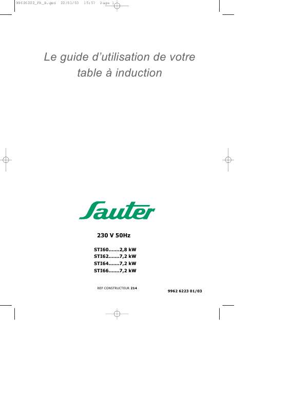 Guide utilisation SAUTER STI62XF1 de la marque SAUTER
