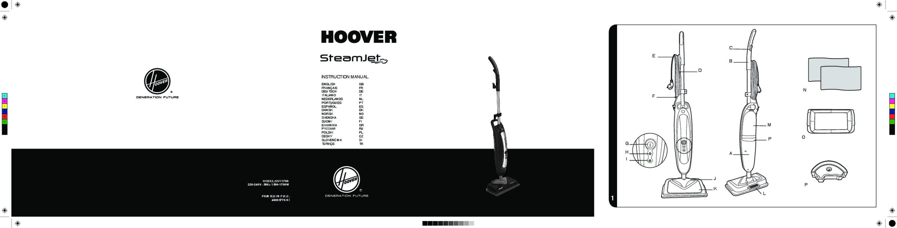 Guide utilisation HOOVER SSNC1700 STEAMJET  de la marque HOOVER