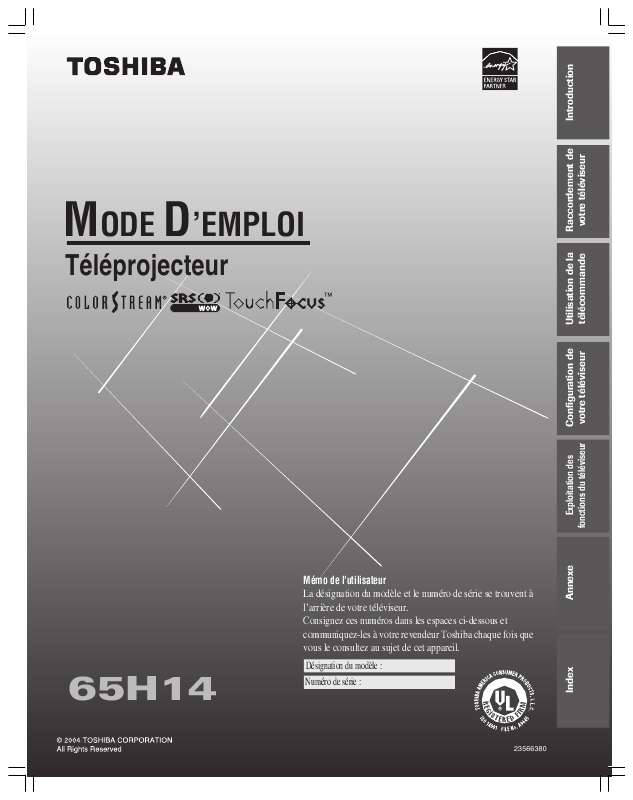 Guide utilisation TOSHIBA 65H14  de la marque TOSHIBA