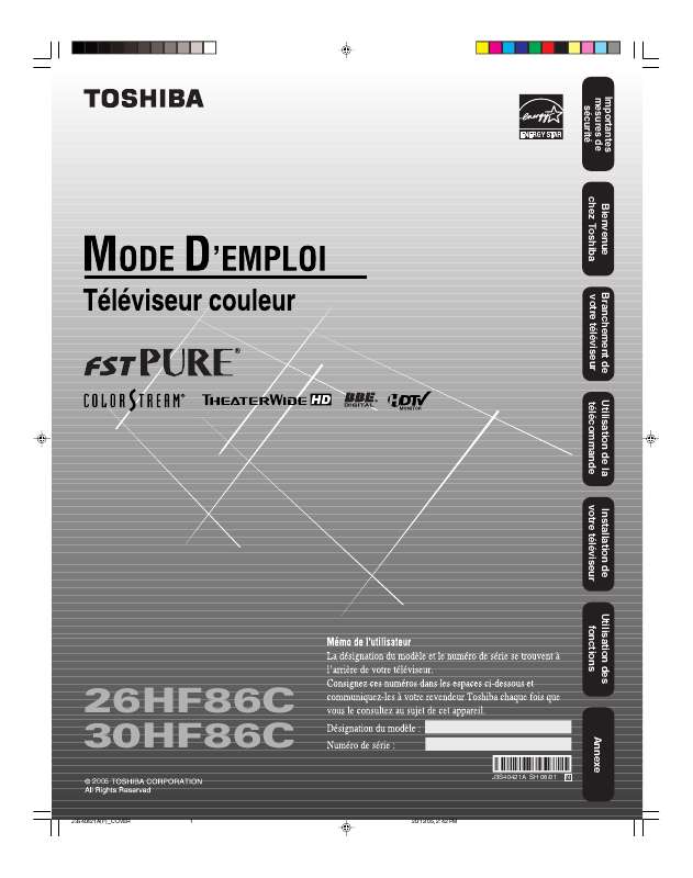 Guide utilisation TOSHIBA 30HF86C  de la marque TOSHIBA