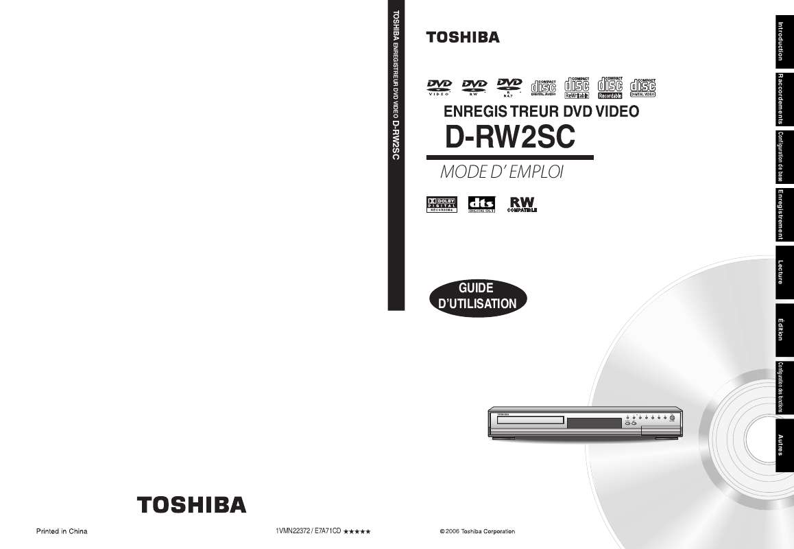 Guide utilisation TOSHIBA D-RW2  de la marque TOSHIBA