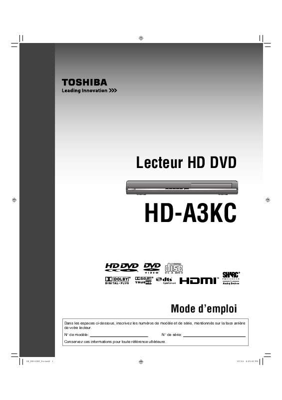 Guide utilisation TOSHIBA HD-A3  de la marque TOSHIBA