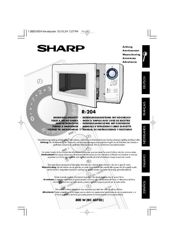 Guide utilisation SHARP R-204 de la marque SHARP