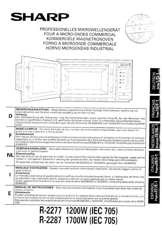 Guide utilisation SHARP R-2277/2287 de la marque SHARP