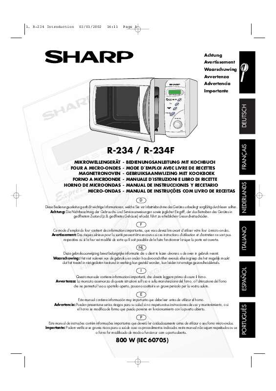 Guide utilisation SHARP R-234 de la marque SHARP