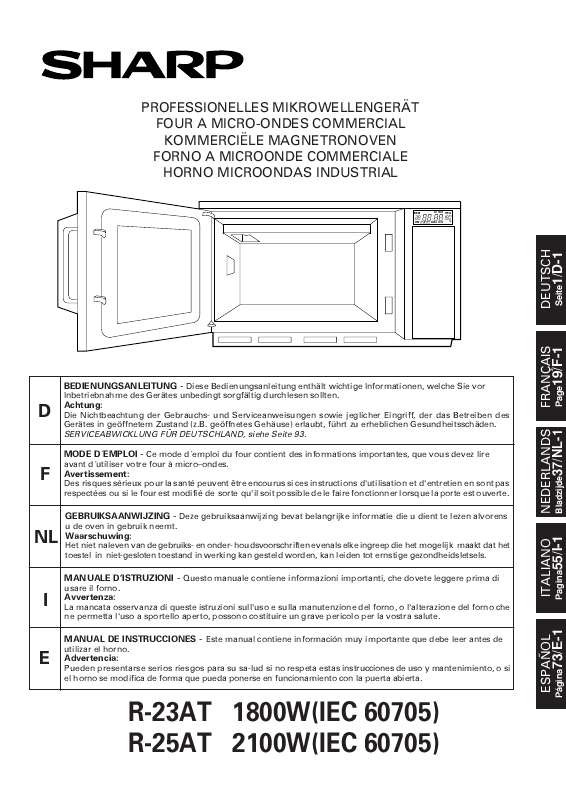 Guide utilisation SHARP R-23AT/25AT de la marque SHARP