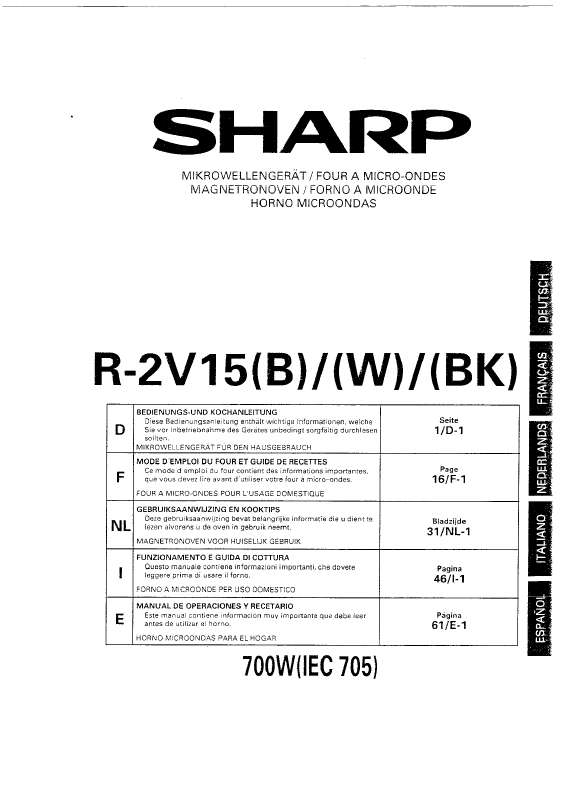 Guide utilisation SHARP R-2V15 de la marque SHARP