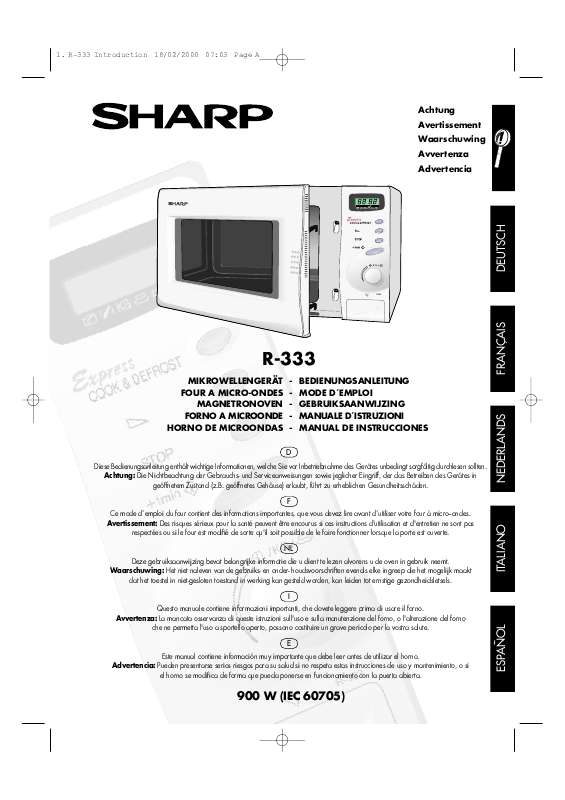 Guide utilisation SHARP R-333 de la marque SHARP