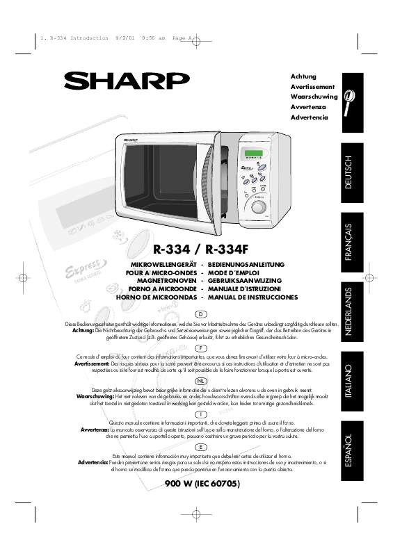 Guide utilisation SHARP R-334F de la marque SHARP