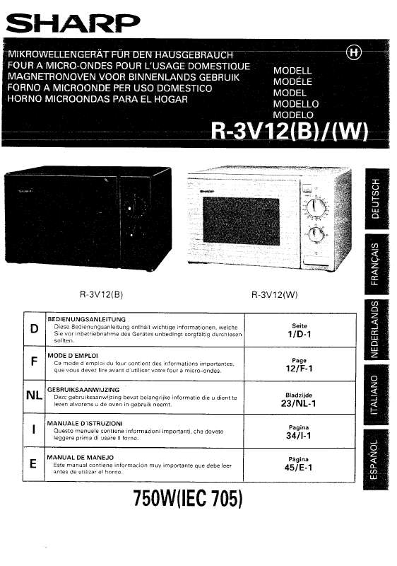 Guide utilisation SHARP R-3V12 de la marque SHARP