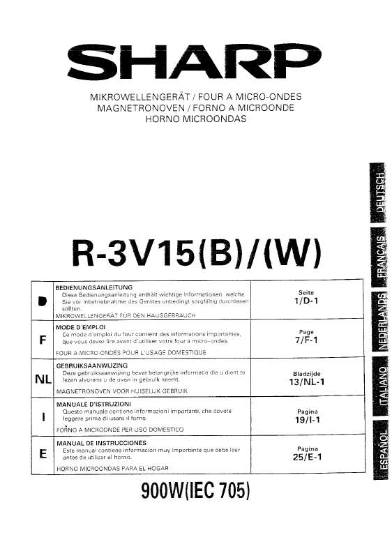 Guide utilisation SHARP R-3V15 de la marque SHARP
