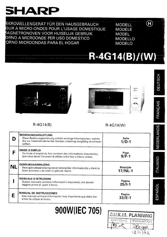 Guide utilisation SHARP R-4G14 de la marque SHARP
