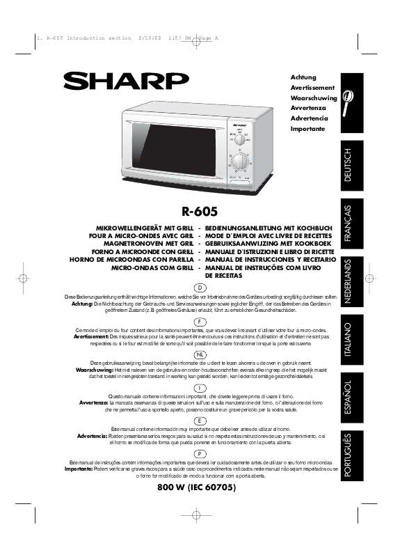 Guide utilisation SHARP R-605 de la marque SHARP