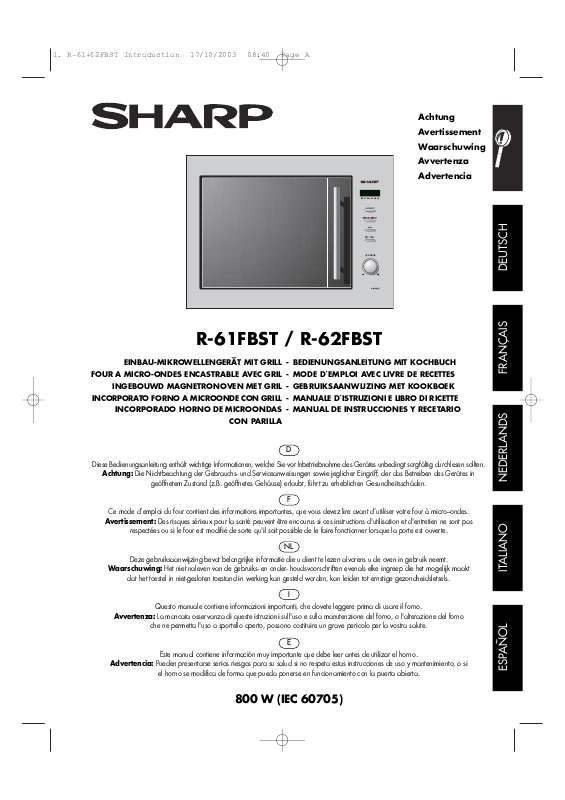 Guide utilisation SHARP R-61FBST/62FBST de la marque SHARP