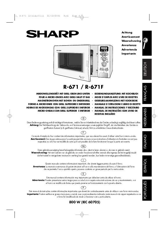 Guide utilisation SHARP R-671 de la marque SHARP