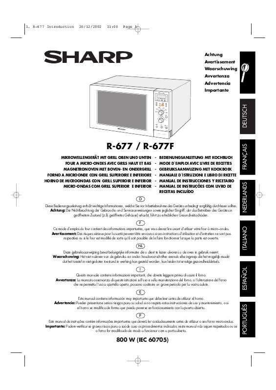 Guide utilisation SHARP R-677/F de la marque SHARP