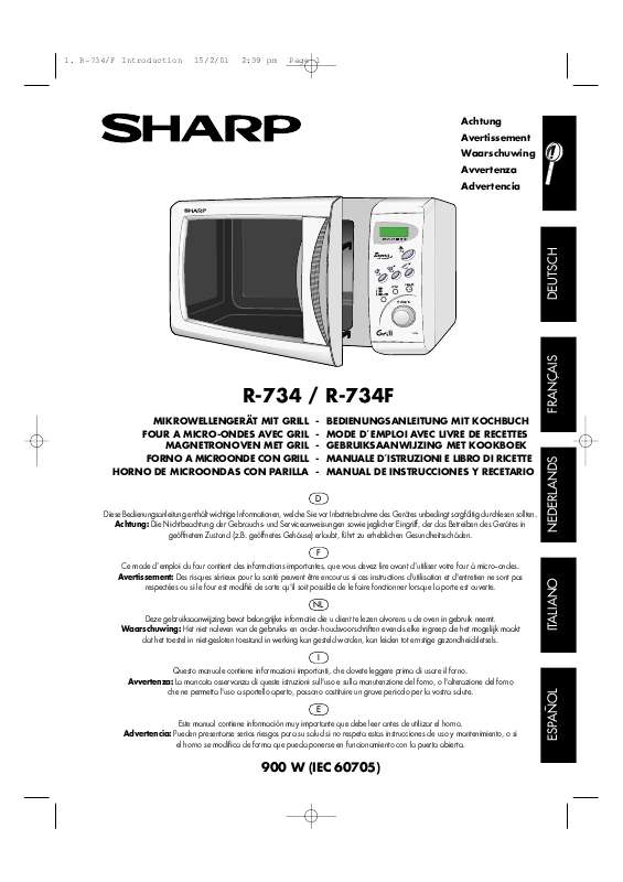 Guide utilisation SHARP R-734/F de la marque SHARP