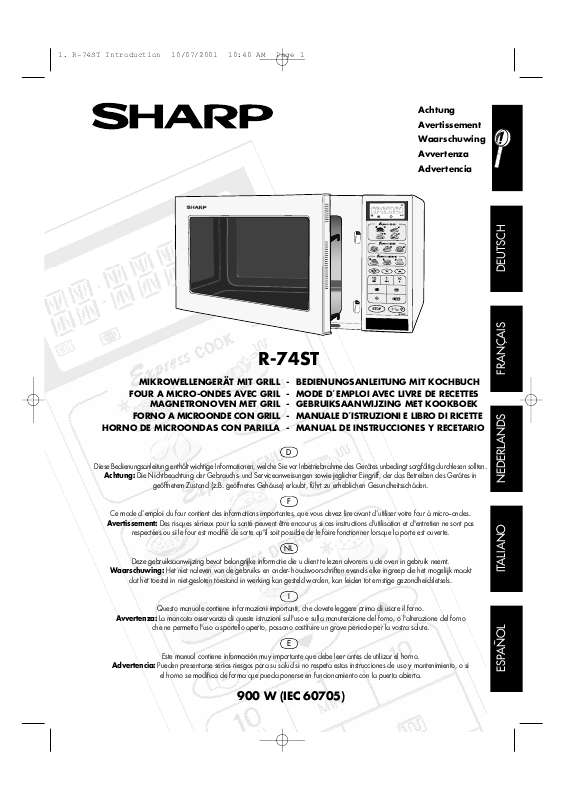 Guide utilisation SHARP R-74STD de la marque SHARP