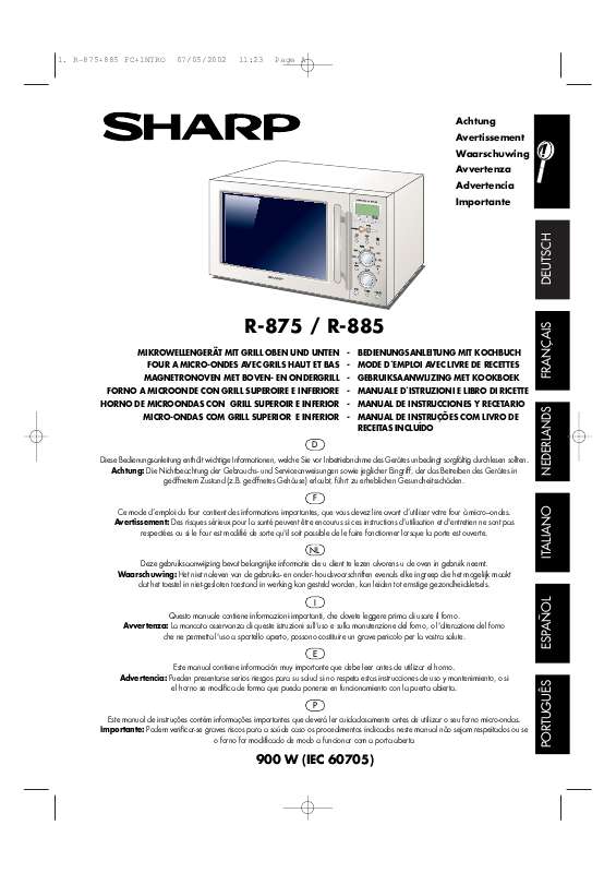 Guide utilisation SHARP R-875/885 de la marque SHARP