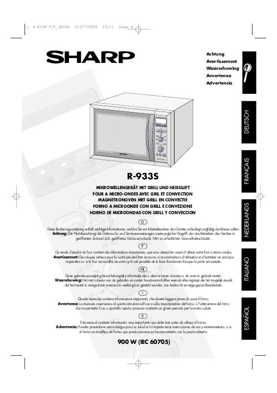 Guide utilisation SHARP R-933S de la marque SHARP