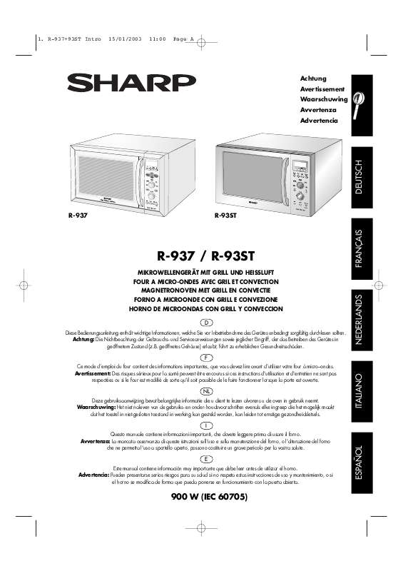 Guide utilisation SHARP R-93ST/937 de la marque SHARP