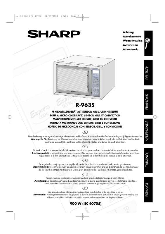 Guide utilisation SHARP R-963S de la marque SHARP