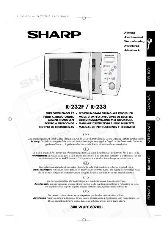 Guide utilisation SHARP R232F de la marque SHARP