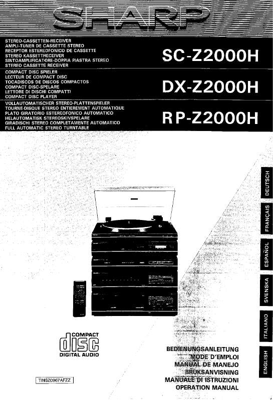 Guide utilisation SHARP RP-Z2000H de la marque SHARP