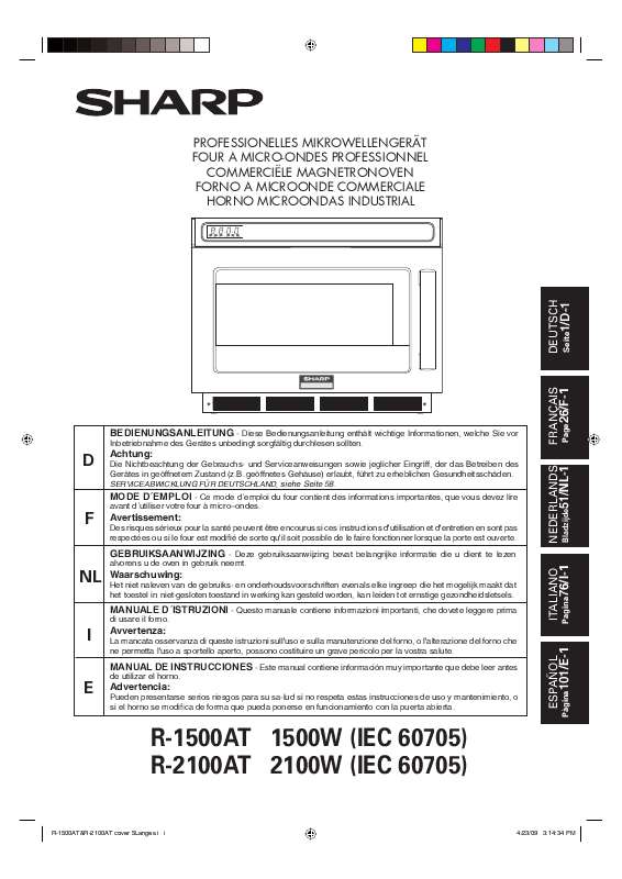Guide utilisation SHARP R-2100AT de la marque SHARP