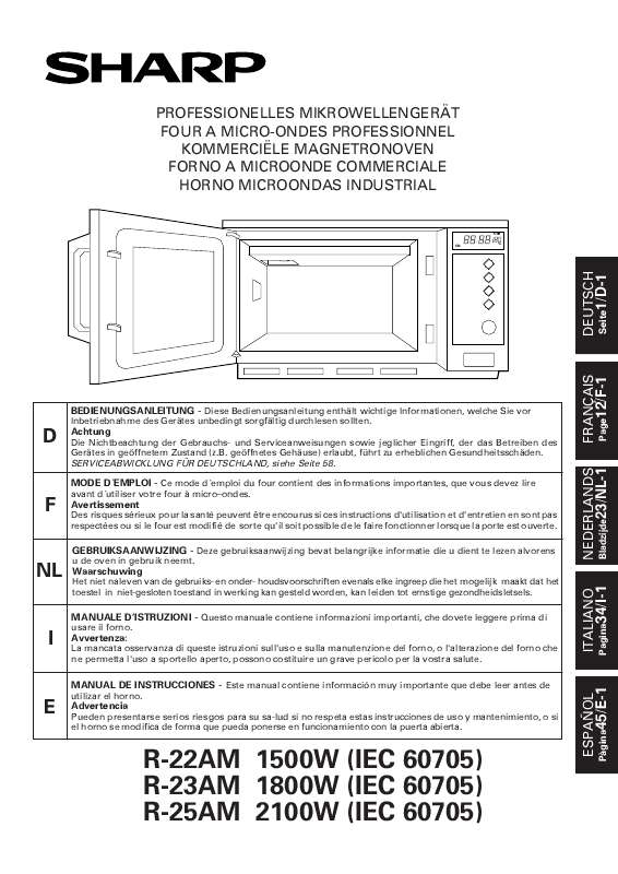 Guide utilisation SHARP R-25AM de la marque SHARP