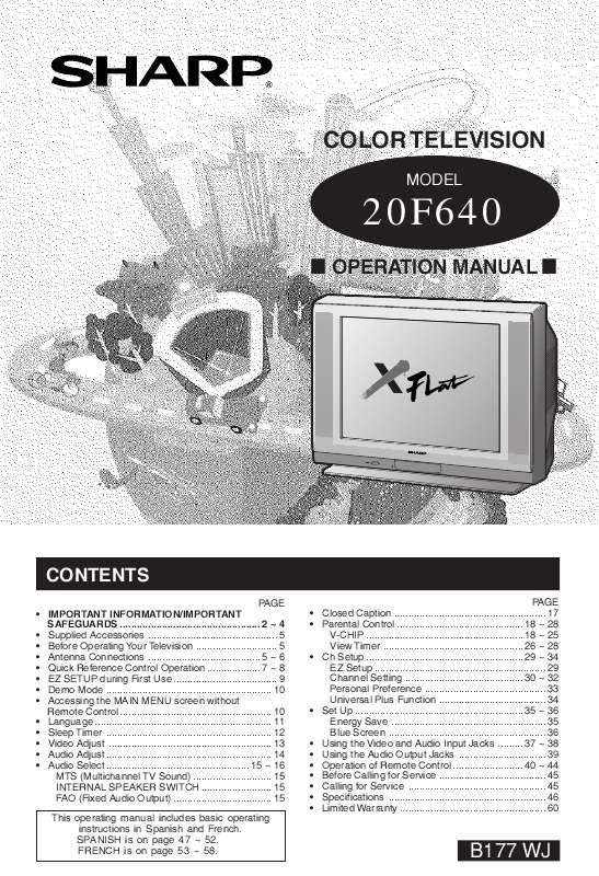 Guide utilisation SHARP 20F640  de la marque SHARP