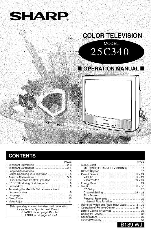 Guide utilisation SHARP 25C340  de la marque SHARP